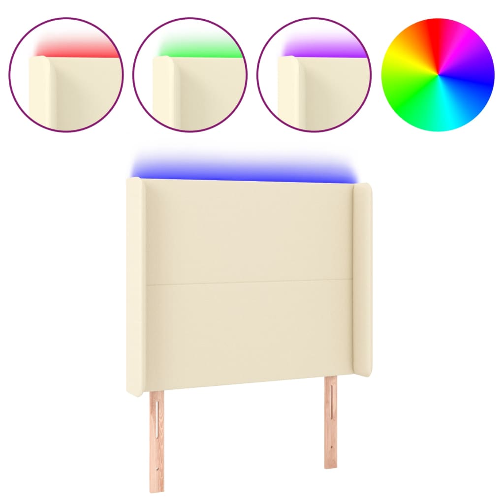LED uzglavlje krem 93 x 16 x 118/128 cm od umjetne kože