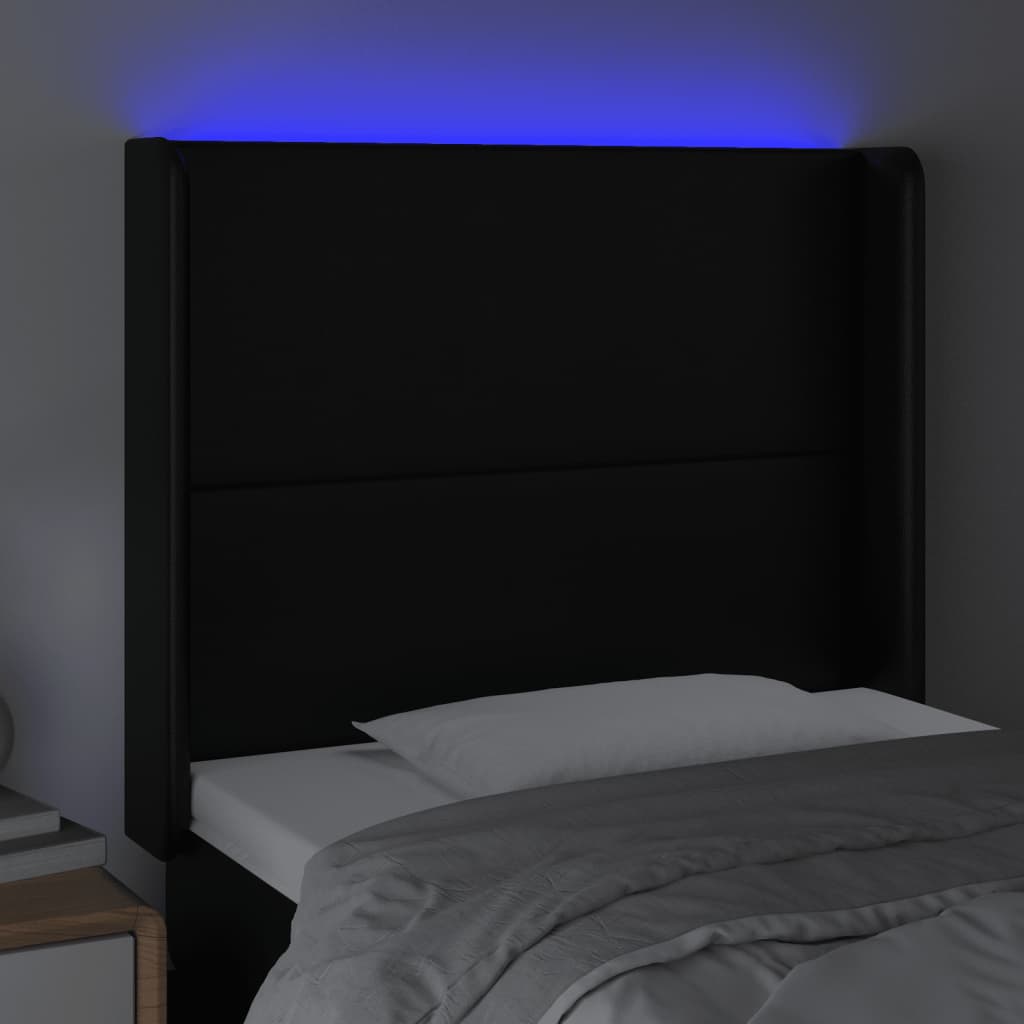 LED uzglavlje crno 103x16x118/128 cm od umjetne kože