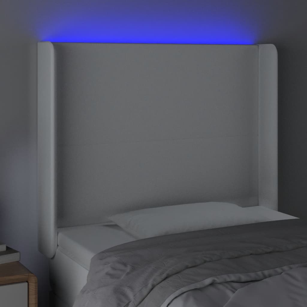 LED uzglavlje bijelo 103x16x118/128 cm od umjetne kože
