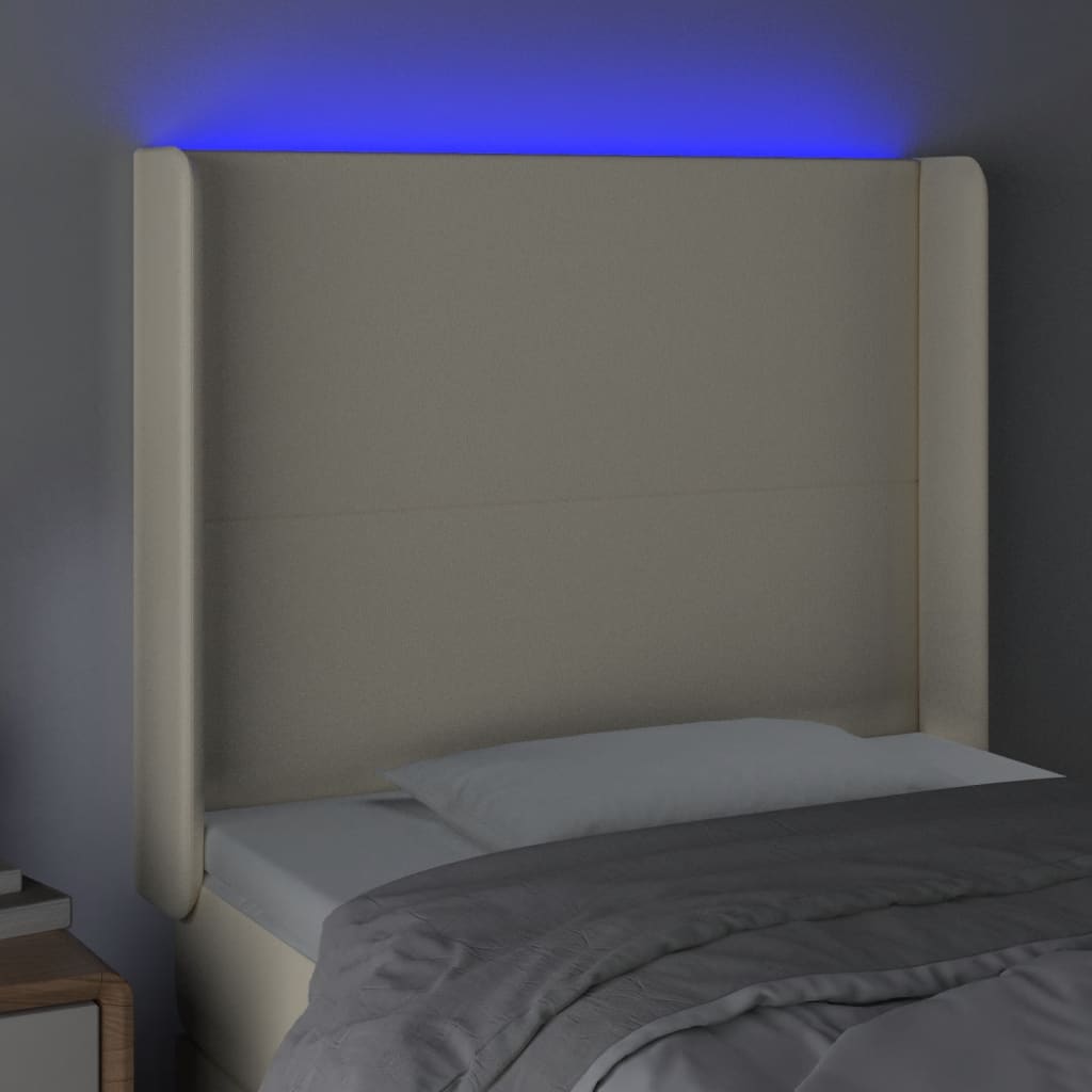 LED uzglavlje krem 103 x 16 x 118/128 cm od umjetne kože