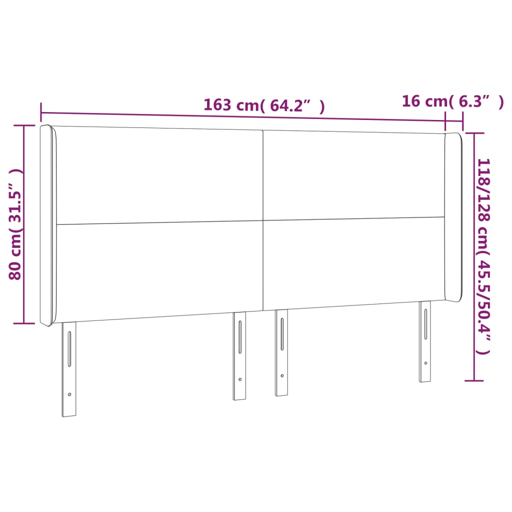 LED uzglavlje sivo 163x16x118/128 cm od umjetne kože