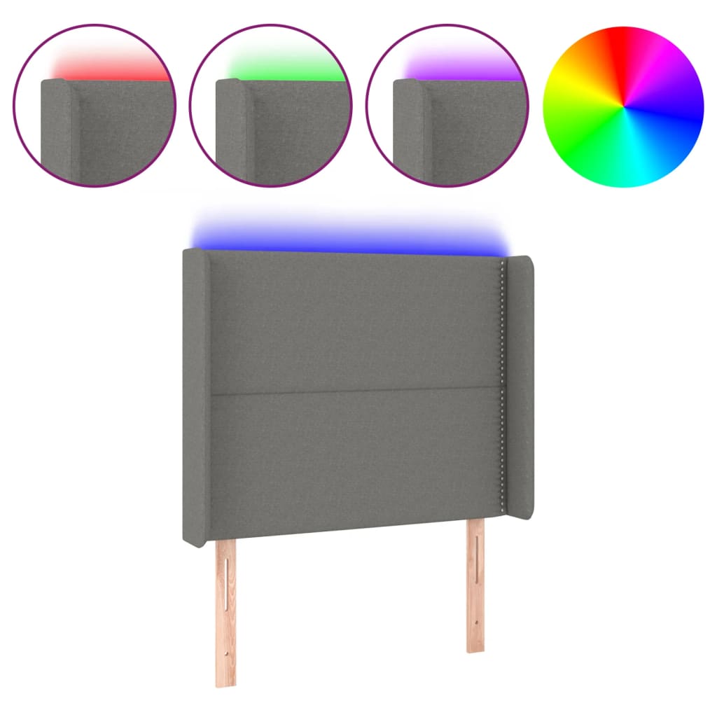 LED uzglavlje tamnosivo 93 x 16 x 118/128 cm od tkanine