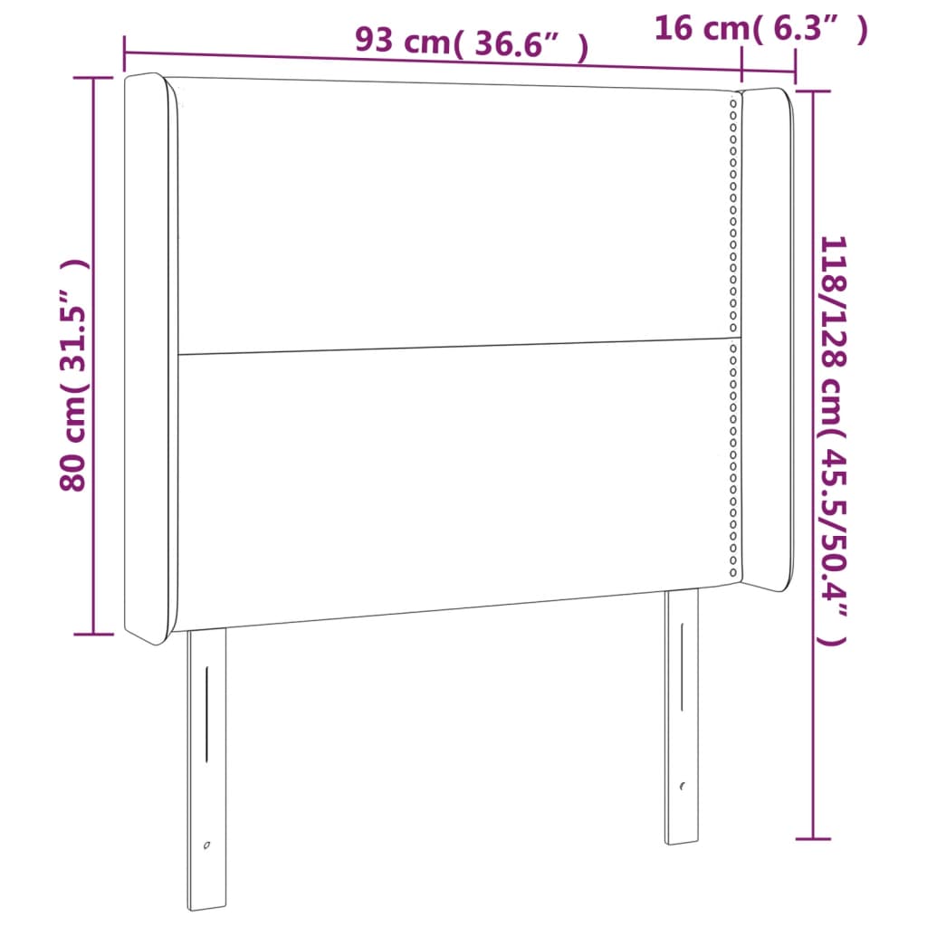 LED uzglavlje smeđesivo 93 x 16 x 118/128 cm od tkanine