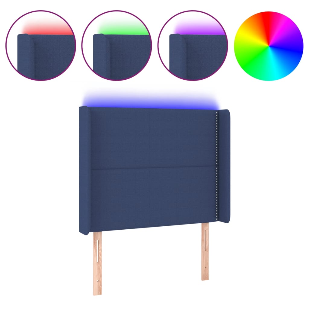 LED uzglavlje plavo 93 x 16 x 118/128 cm od tkanine