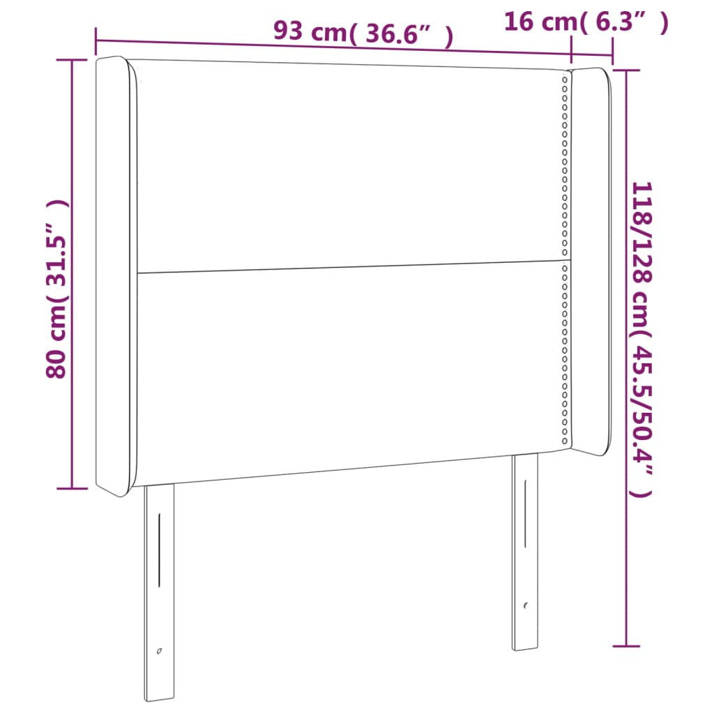LED uzglavlje plavo 93 x 16 x 118/128 cm od tkanine