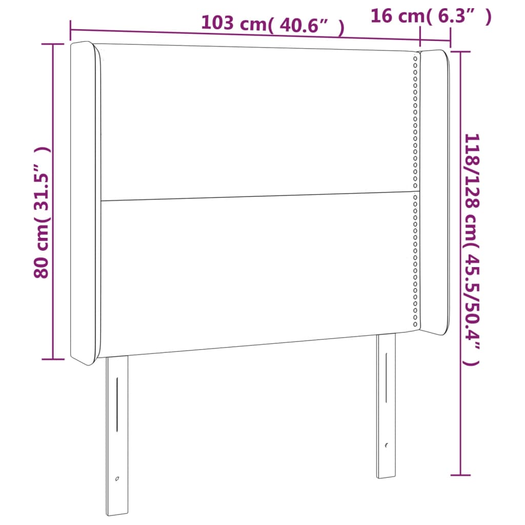 LED uzglavlje tamnosivo 103 x 16 x 118/128 cm od tkanine