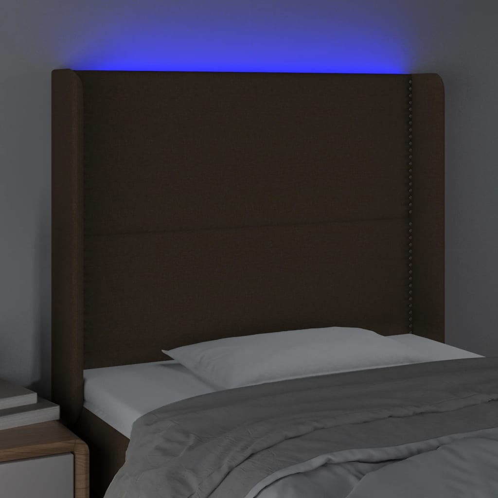 LED uzglavlje tamnosmeđe 103 x 16 x 118/128 cm od tkanine