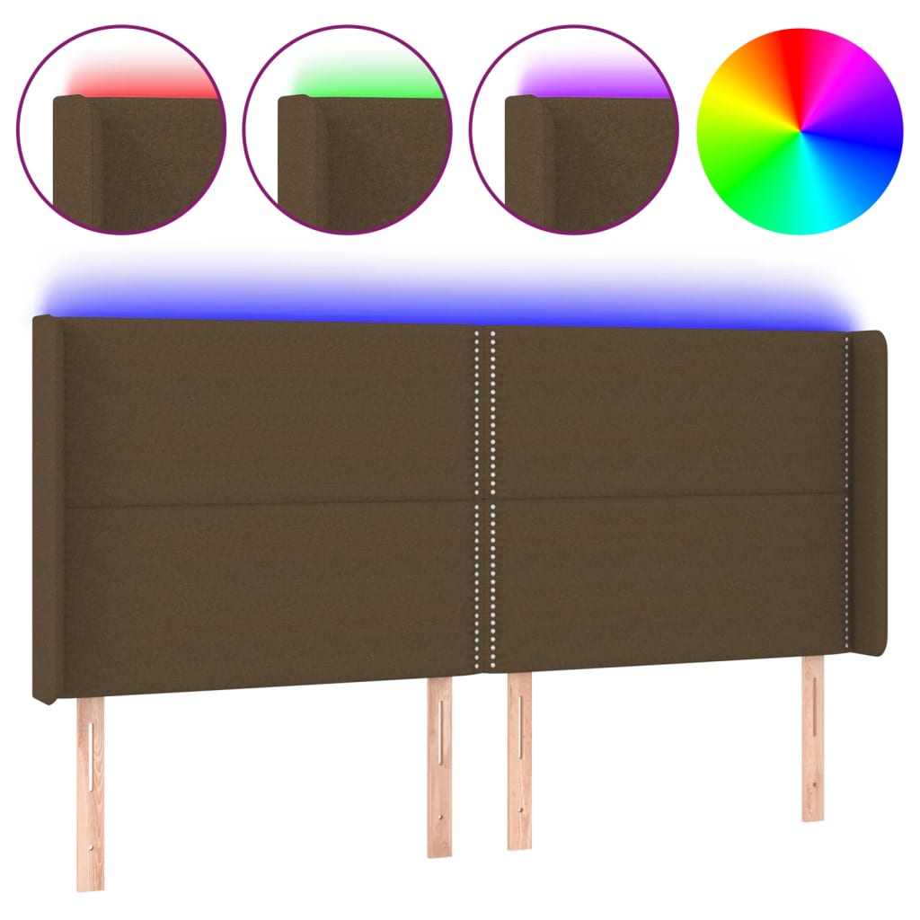 LED uzglavlje tamnosmeđe 183x16x118/128 cm od tkanine