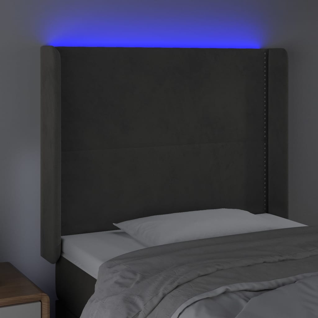 LED uzglavlje tamnosivo 93x16x118/128 cm baršunasto