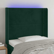 LED uzglavlje tamnozeleno 93x16x118/128 cm baršunasto