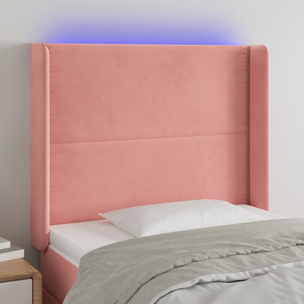 LED uzglavlje ružičasto 103x16x118/128 cm baršunasto