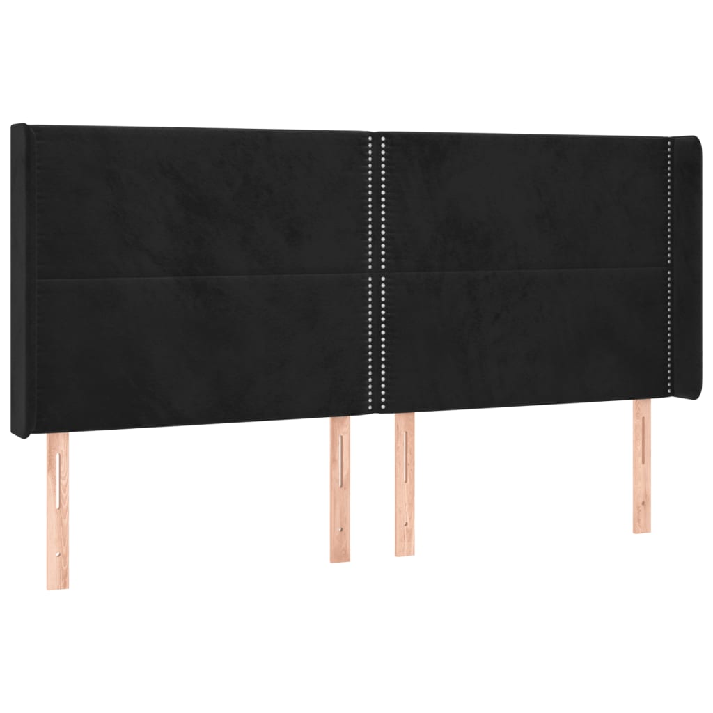 LED uzglavlje crno 163 x 16 x 118/128 cm baršunasto