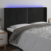 LED uzglavlje crno 163 x 16 x 118/128 cm baršunasto