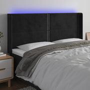 LED uzglavlje crno 183 x 16 x 118/128 cm baršunasto