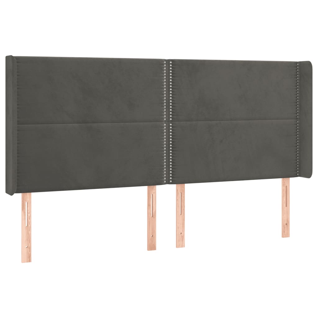 LED uzglavlje tamnosivo 203 x 16 x 118/128 cm baršunasto