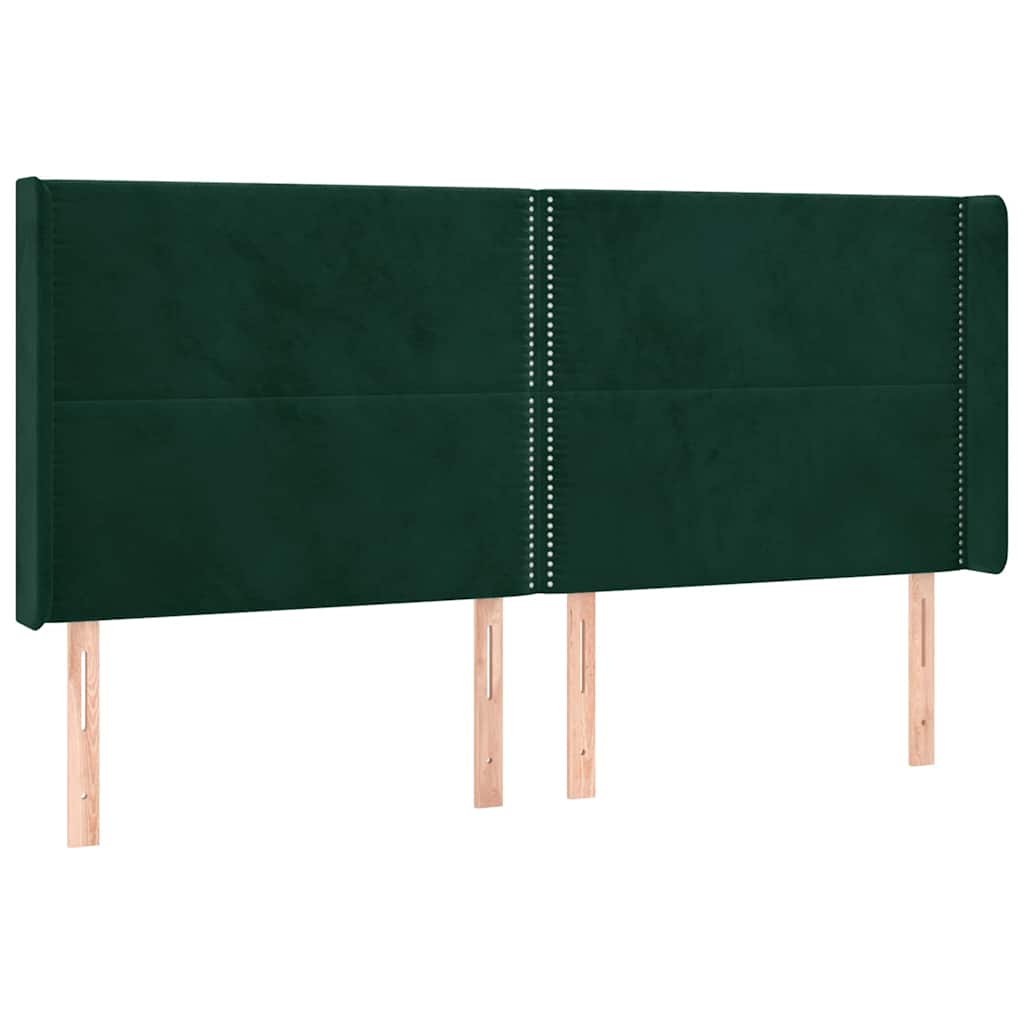 LED uzglavlje tamnozeleno 203 x 16 x 118/128 cm baršunasto