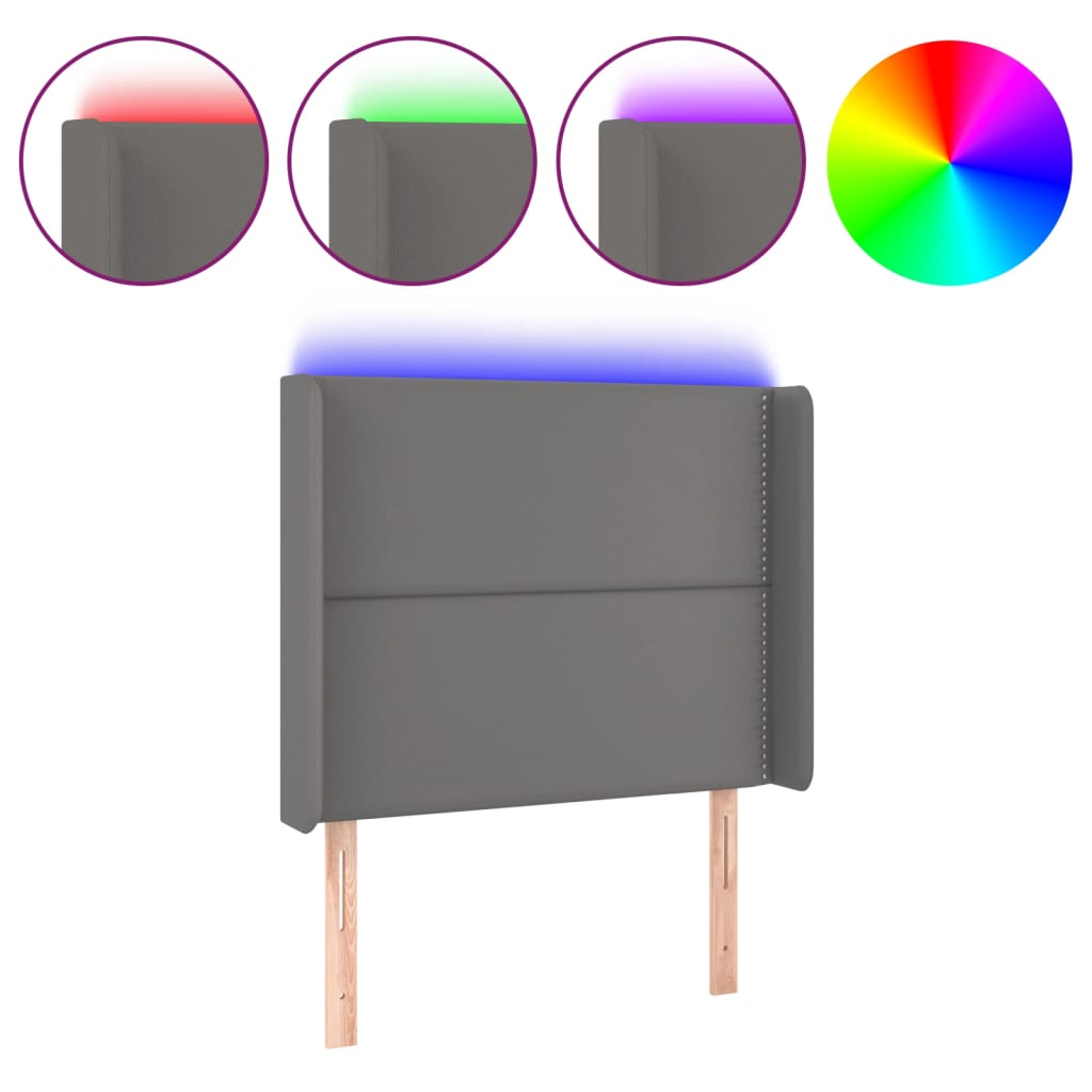 LED uzglavlje sivo 103x16x118/128 cm od umjetne kože