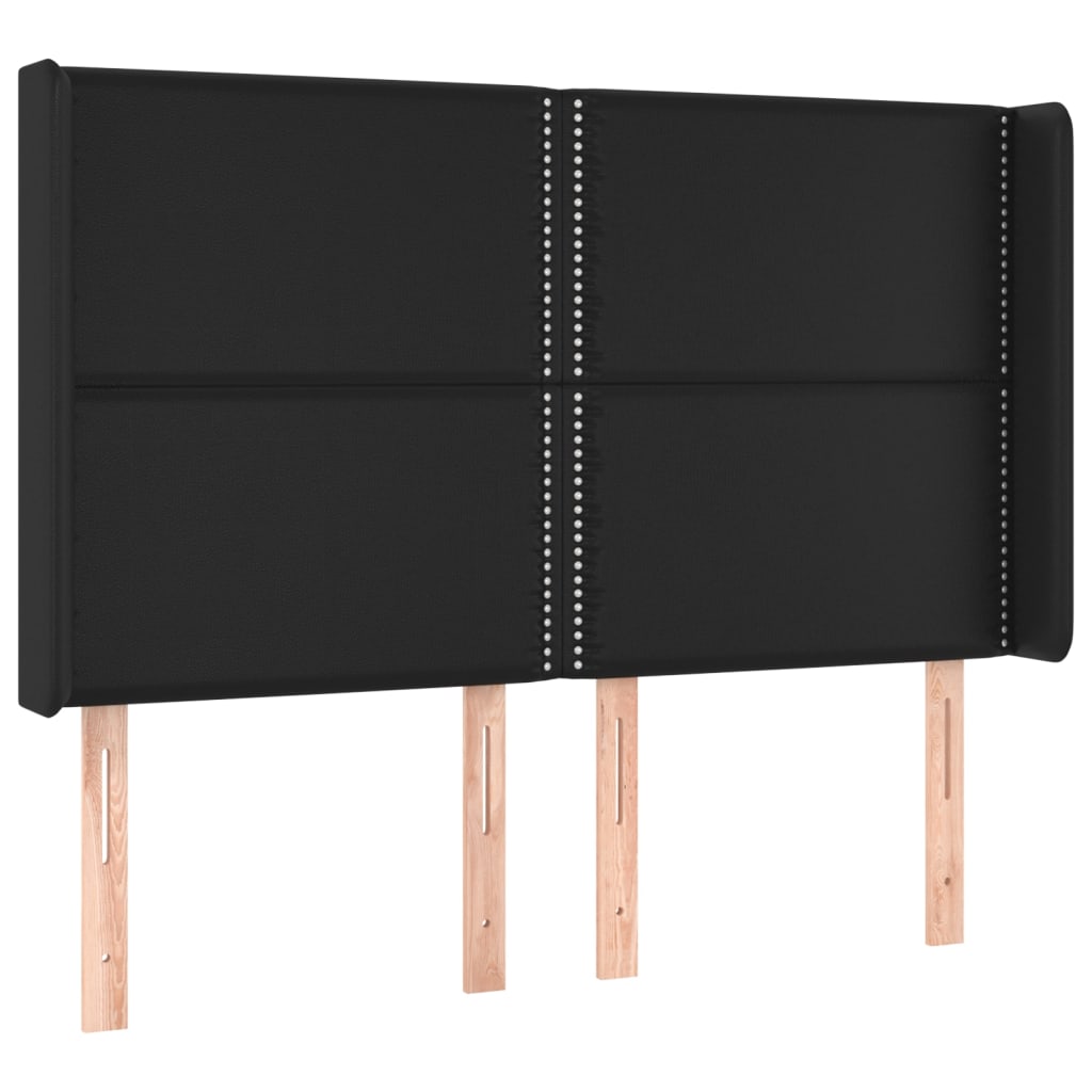 LED uzglavlje crno 147x16x118/128 cm od umjetna koža