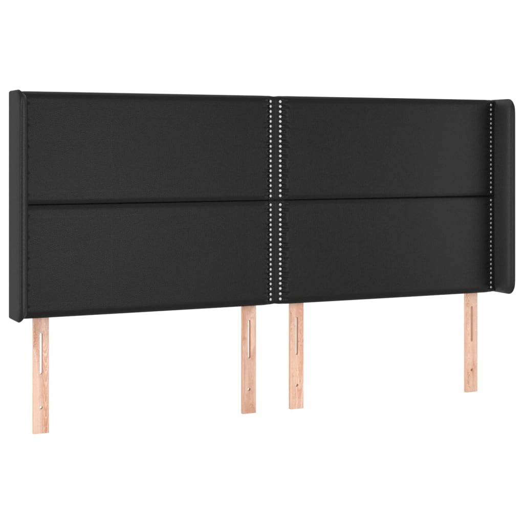 LED uzglavlje crno 183 x 16 x 118/128 cm od umjetna koža