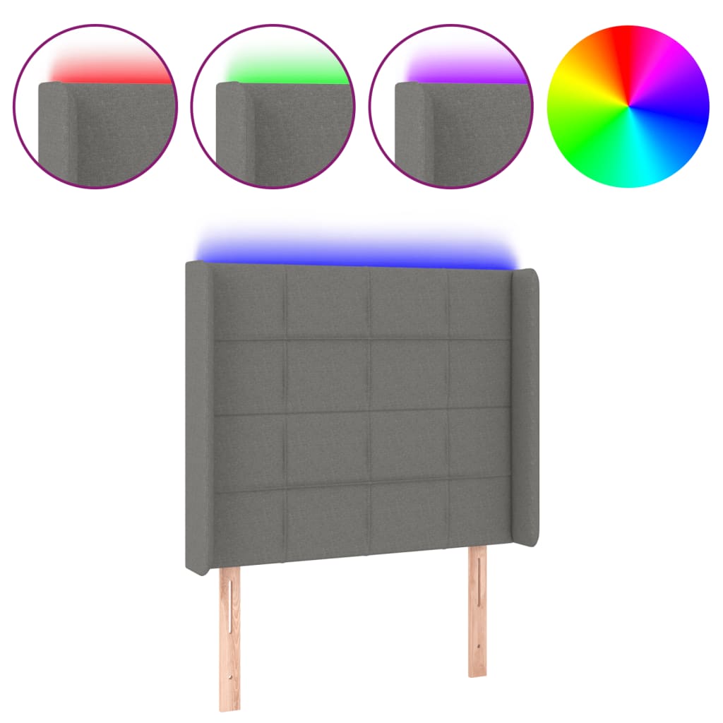 LED uzglavlje tamnosivo 83 x 16 x 118/128 cm od tkanine