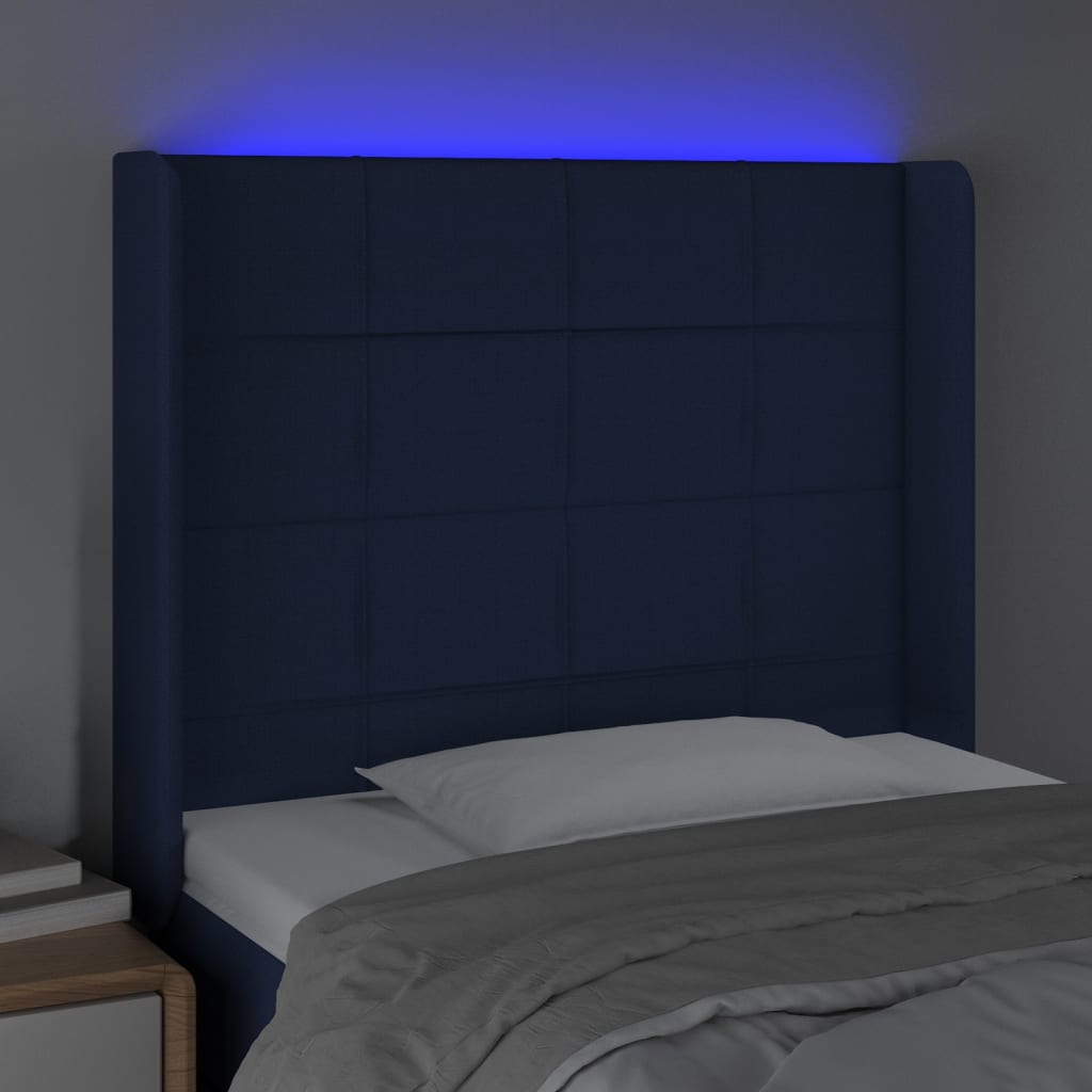 LED uzglavlje plavo 83 x 16 x 118/128 cm od tkanine