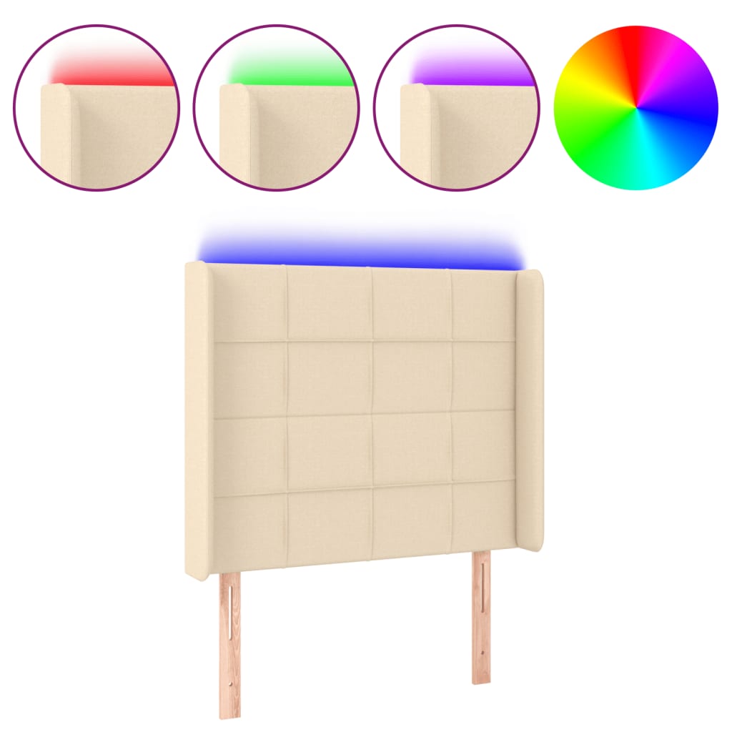 LED uzglavlje krem 103 x 16 x 118/128 cm od tkanine