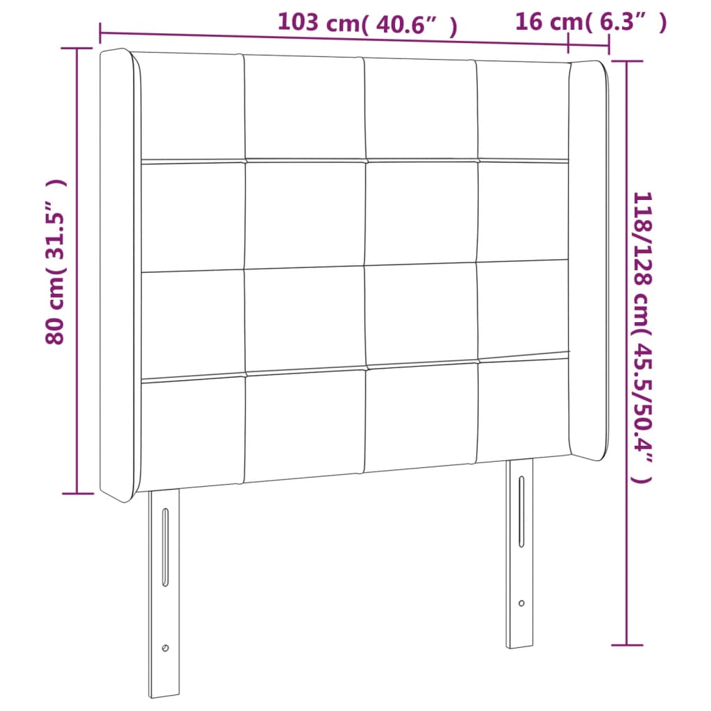 LED uzglavlje krem 103 x 16 x 118/128 cm od tkanine