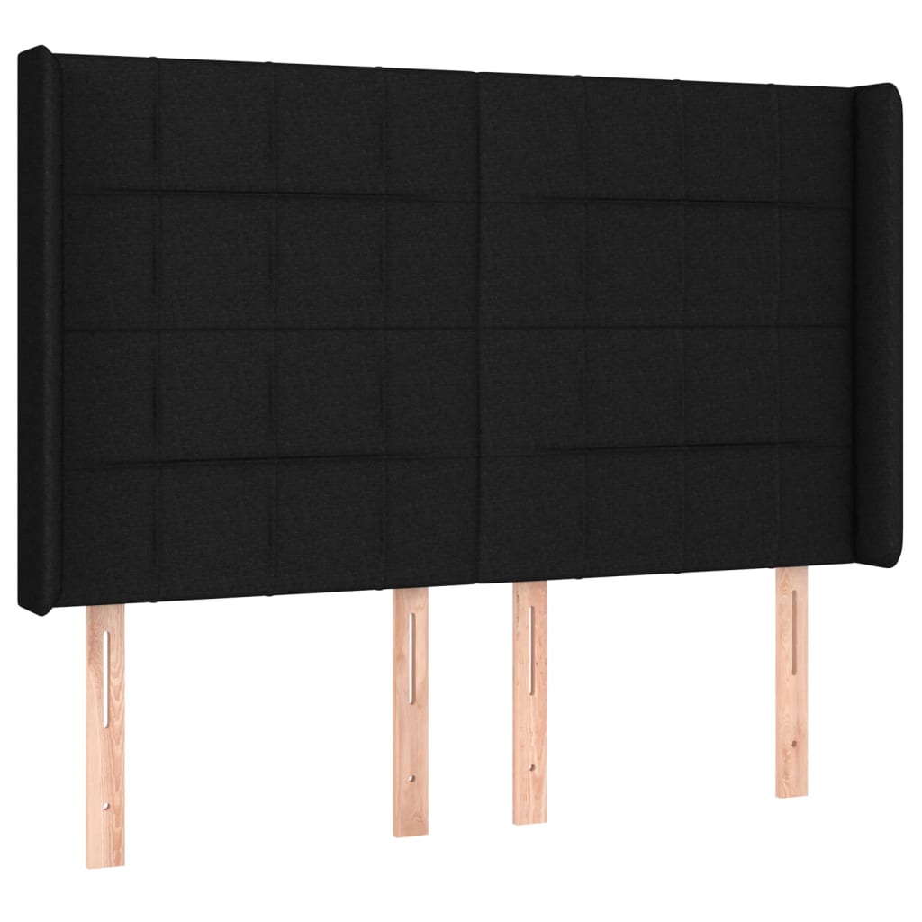 LED uzglavlje crno 147 x 16 x 118/128 cm od tkanine