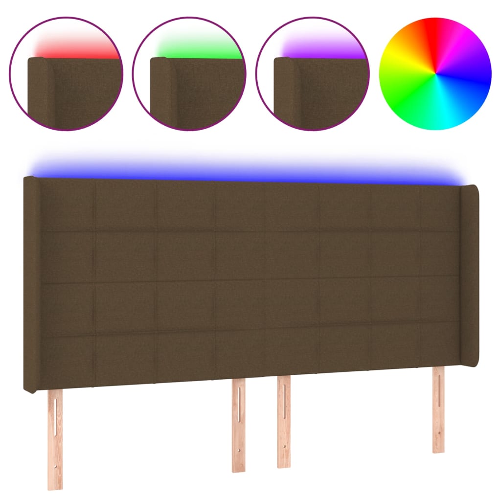 LED uzglavlje tamnosmeđe 183x16x118/128 cm od tkanine
