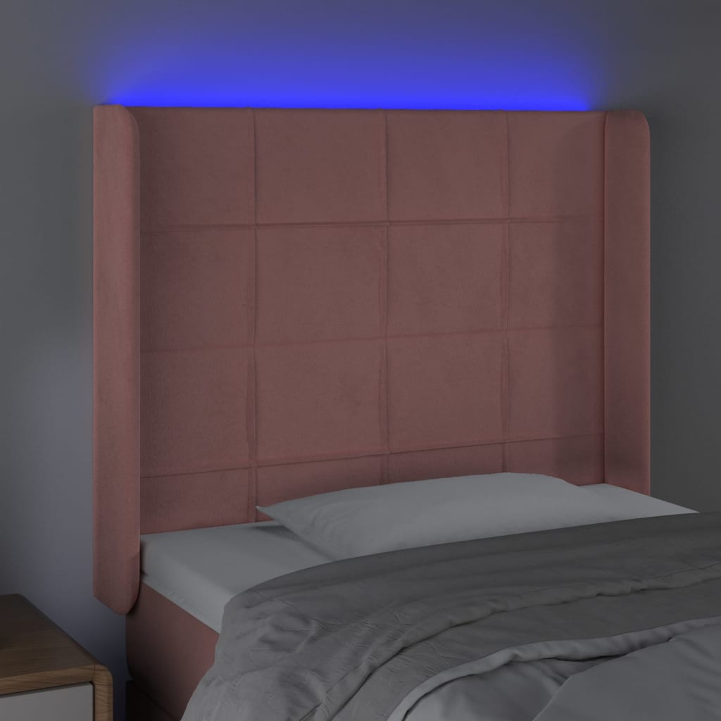 LED uzglavlje ružičasto 93x16x118/128 cm baršunasto