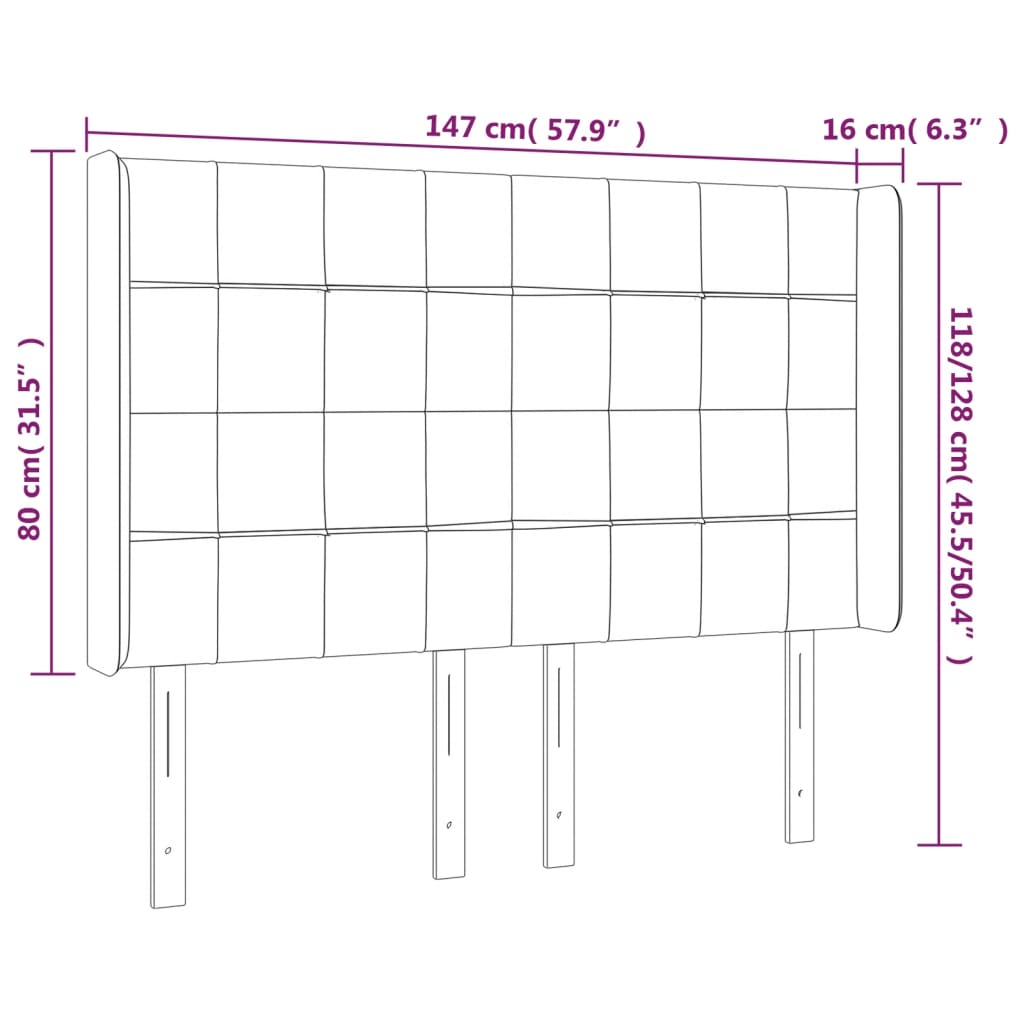 LED uzglavlje ružičasto 147x16x118/128 cm baršunasto
