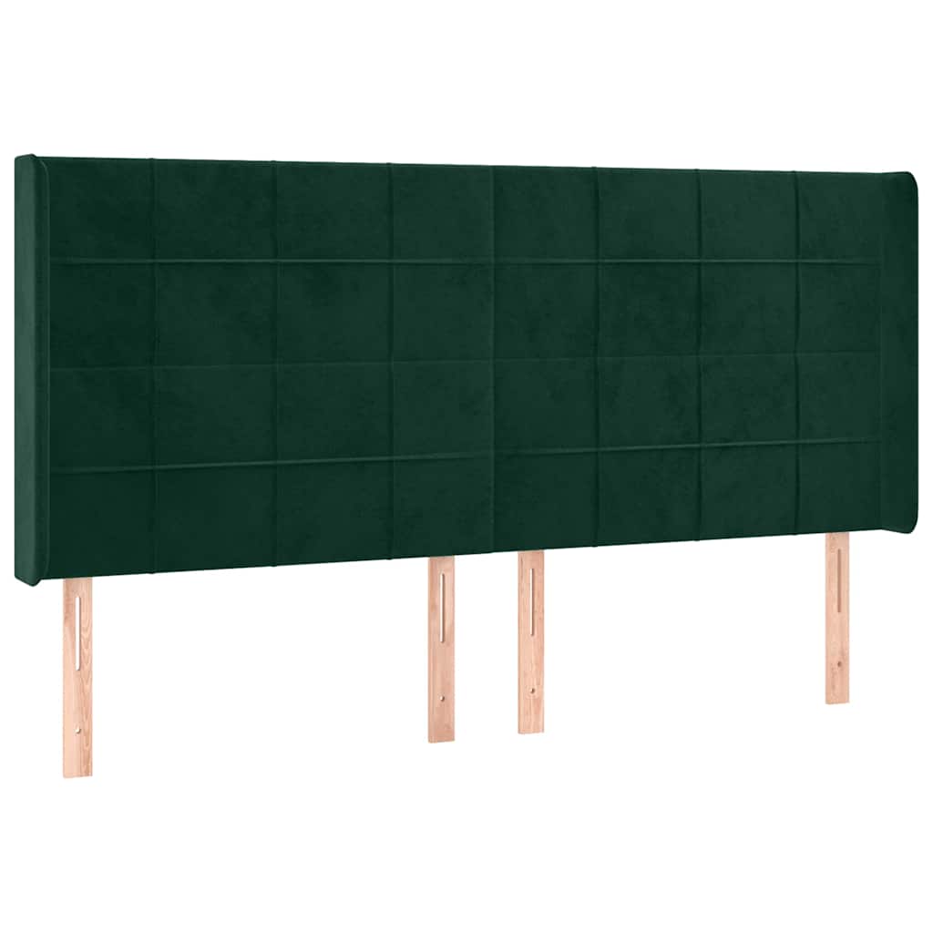 LED uzglavlje tamnozeleno 163x16x118/128 cm baršunasto