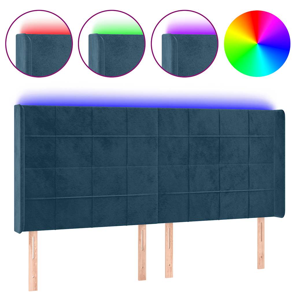LED uzglavlje tamnoplavo 203 x 16 x 118/128 cm od tkanine