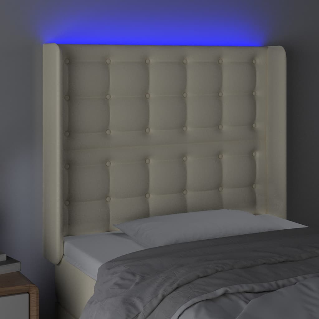 LED uzglavlje krem 83 x 16 x 118/128 cm od umjetne kože