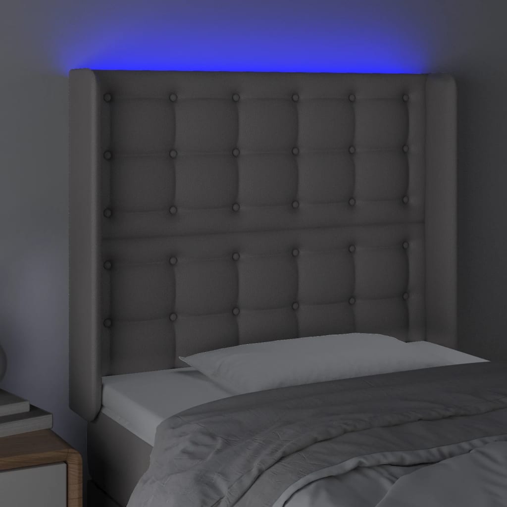 LED uzglavlje sivo 83x16x118/128 cm od umjetne kože