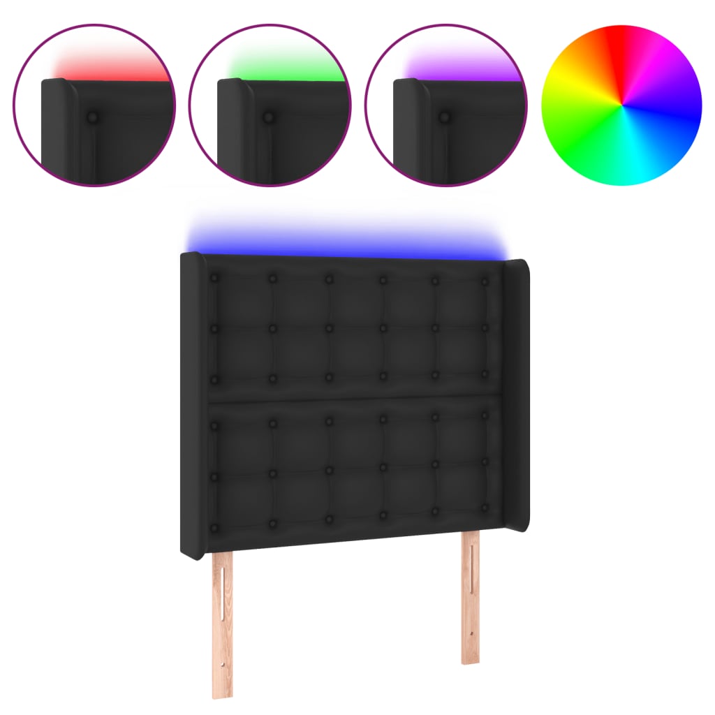 LED uzglavlje crno 93x16x118/128 cm od umjetne kože