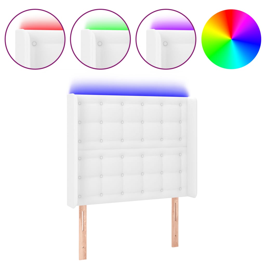 LED uzglavlje bijelo 93x16x118/128 cm od umjetne kože