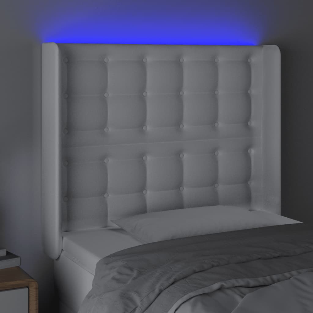 LED uzglavlje bijelo 93x16x118/128 cm od umjetne kože