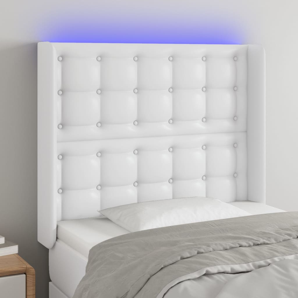 LED uzglavlje bijelo 93x16x118/128 cm od umjetne kože