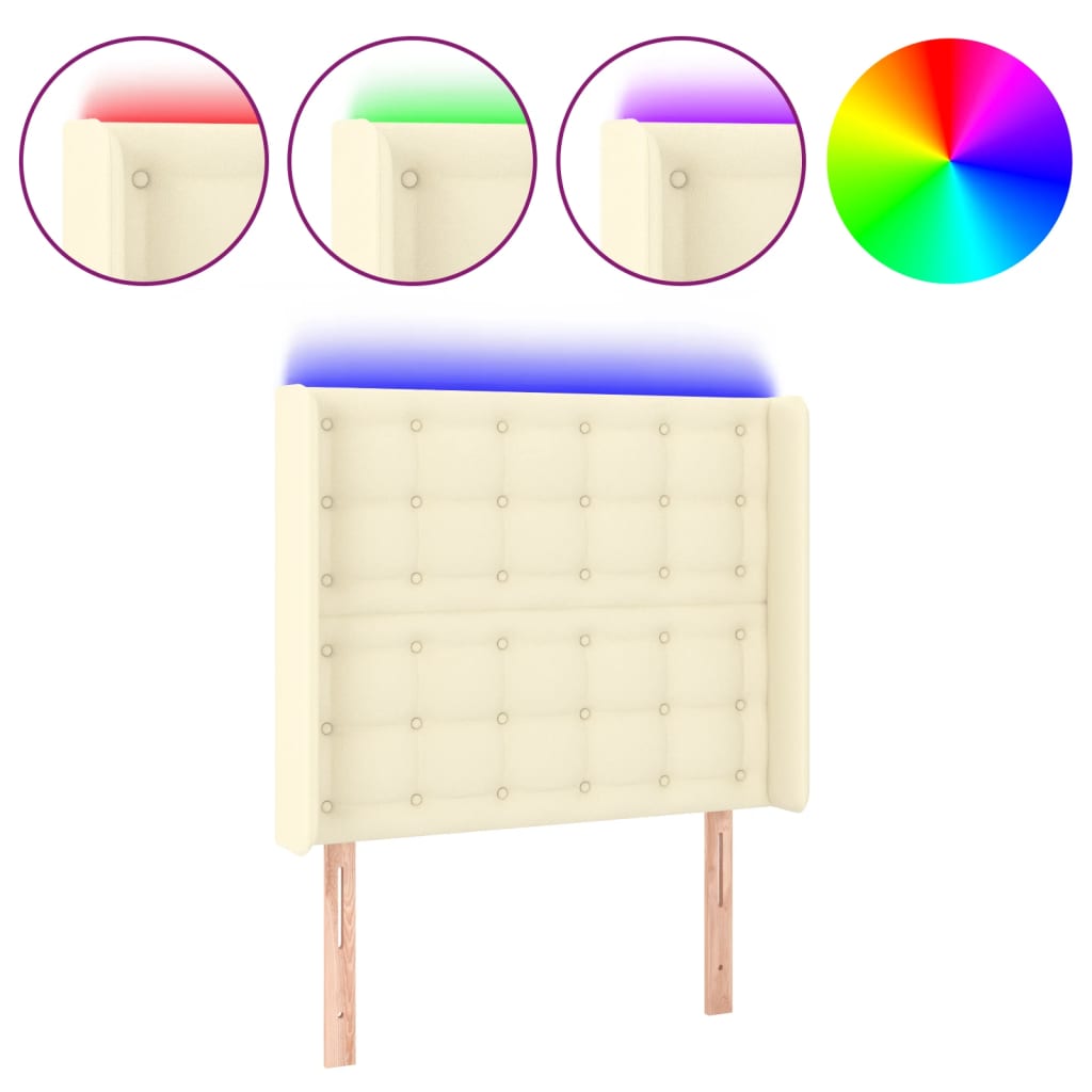LED uzglavlje krem 103 x 16 x 118/128 cm od umjetne kože