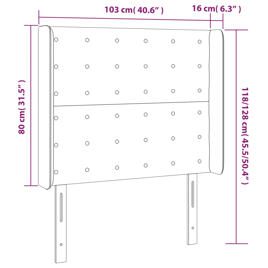 LED uzglavlje sivo 103x16x118/128 cm od umjetne kože