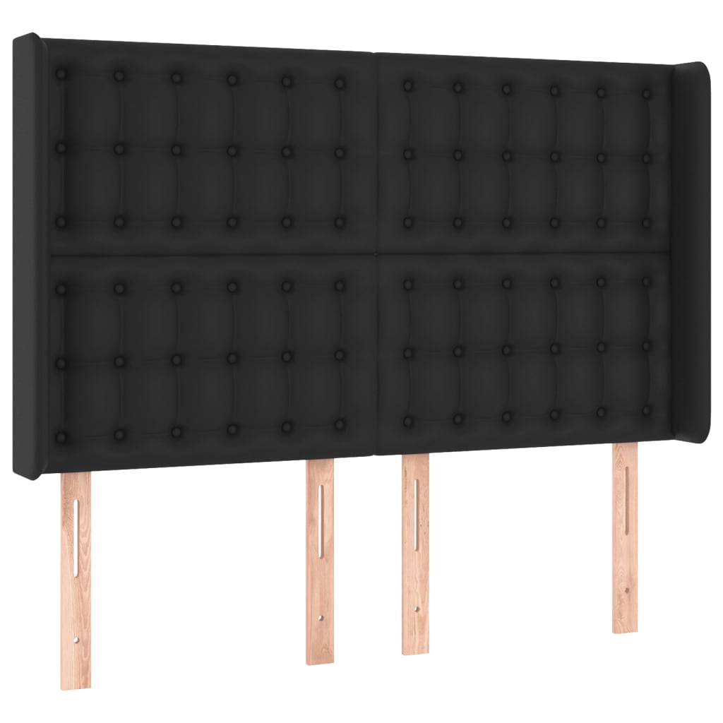 LED uzglavlje crno 147x16x118/128 cm od umjetna koža