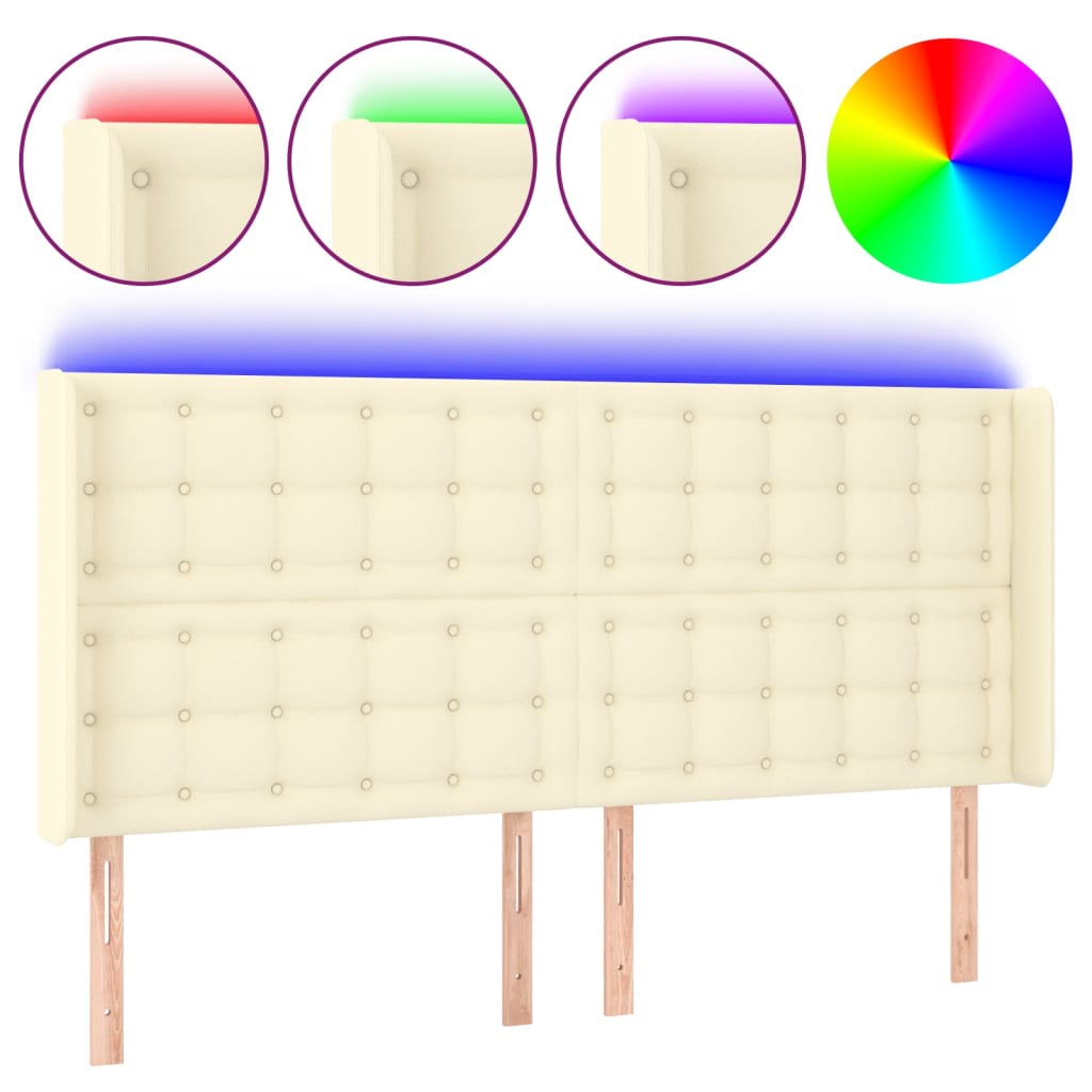 LED uzglavlje krem 163 x 16 x 118/128 cm od umjetne kože