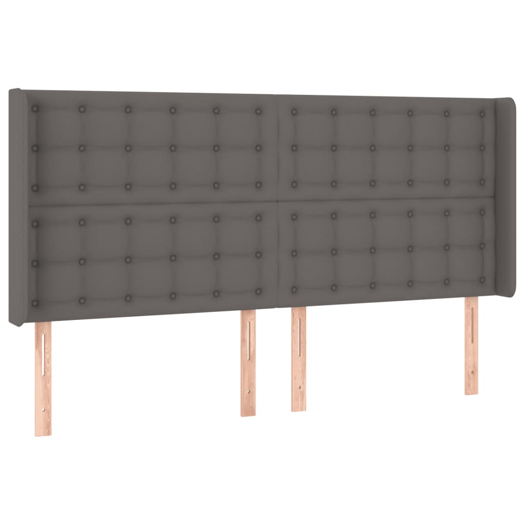 LED uzglavlje sivo 163x16x118/128 cm od umjetne kože
