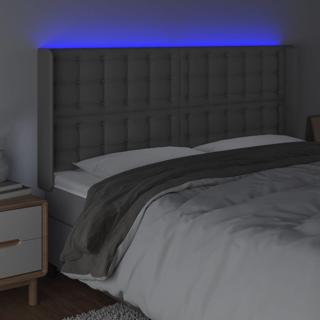 LED uzglavlje sivo 163x16x118/128 cm od umjetne kože