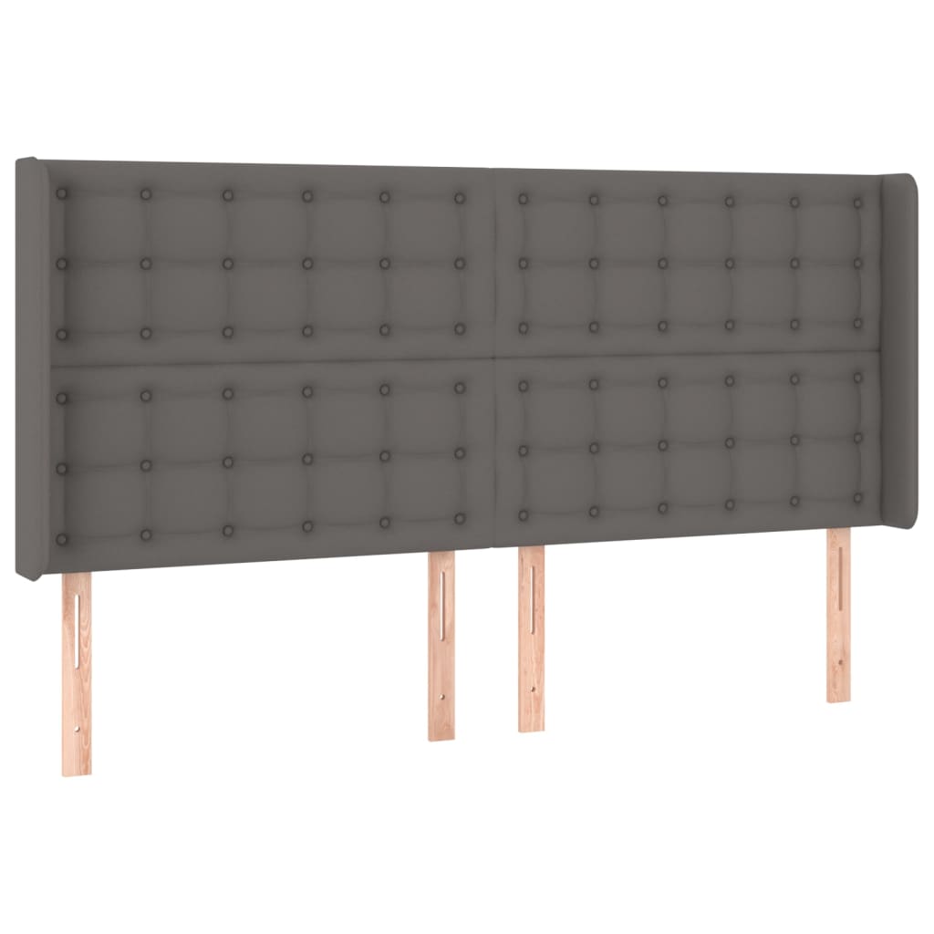 LED uzglavlje sivo 183x16x118/128 cm od umjetne kože