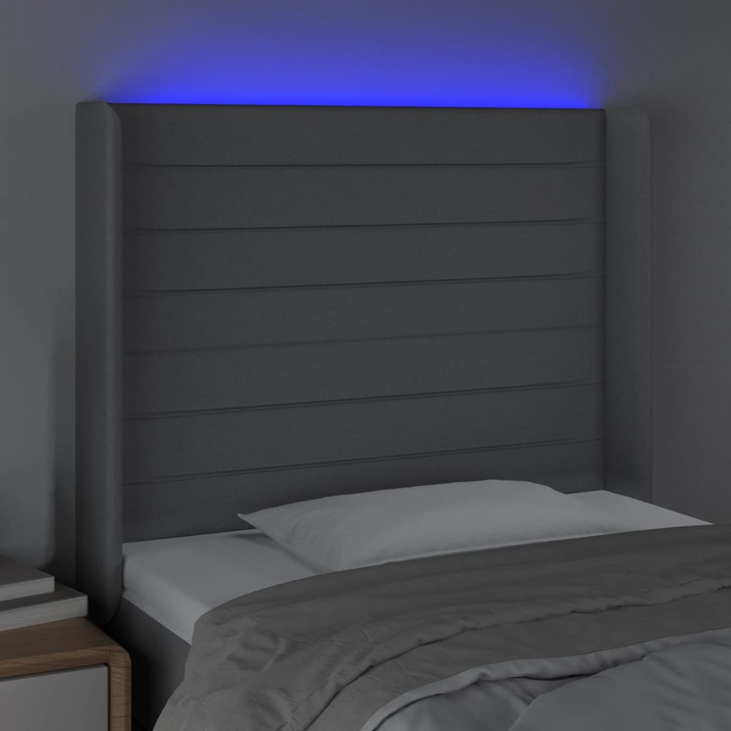 LED uzglavlje svjetlosivo 83 x 16 x 118/128 cm od tkanine