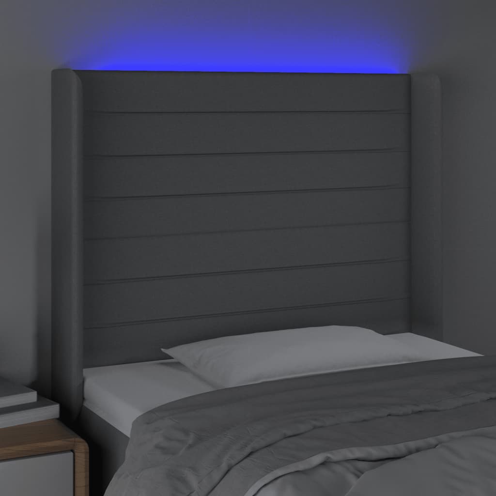 LED uzglavlje svjetlosivo 93 x 16 x 118/128 cm od tkanine
