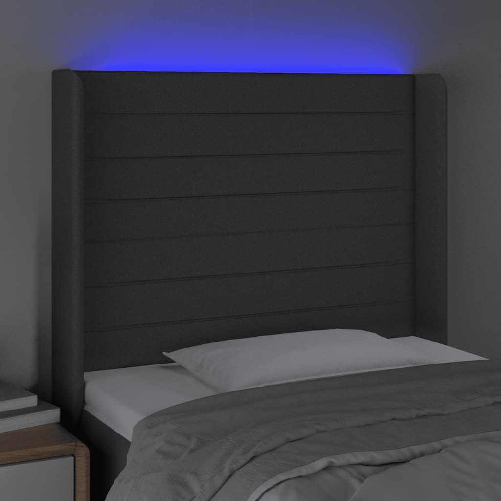 LED uzglavlje tamnosivo 103 x 16 x 118/128 cm od tkanine