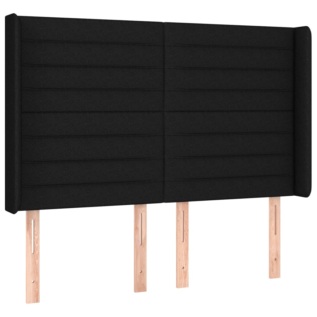 LED uzglavlje crno 147 x 16 x 118/128 cm od tkanine